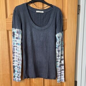 Free People Charcoal Long Sleeve with Tie-Dye Accents